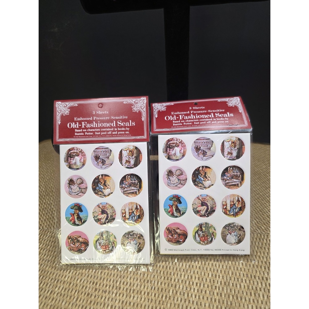 VTG Beatrix Potter Old-Fashioned Seals Merrimack‎ 1980 Rabbit Mouse Unused Lot 2